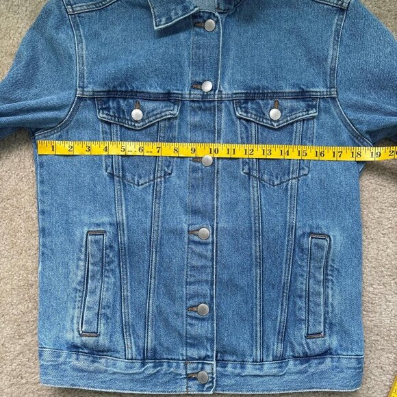 Patchwork Denim Jacket Womens 4 Blue Cottagecore Grandma - Picture 5 of 7